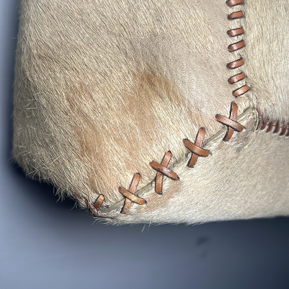 Antonio Melani fur Cream and Brown Tote braided leather Bag - Picture 5 of 10